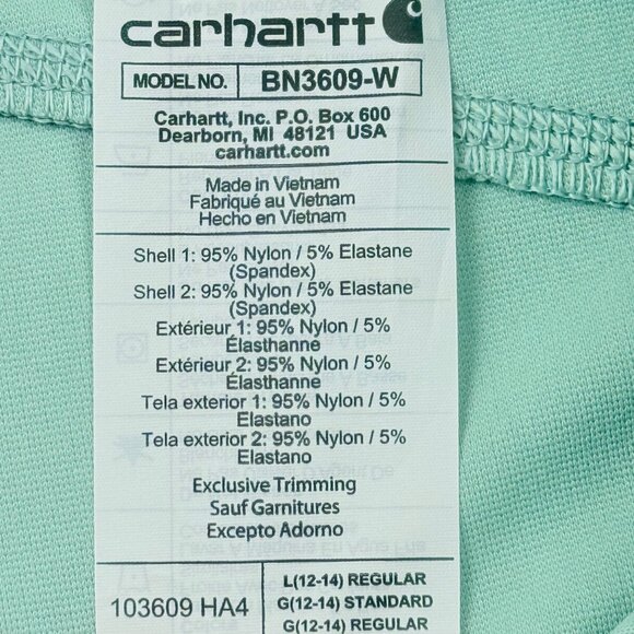 Carhartt Womens Force Fitted Lightweight Green Utility Legging Large (12-14) NWT - Picture 7 of 12